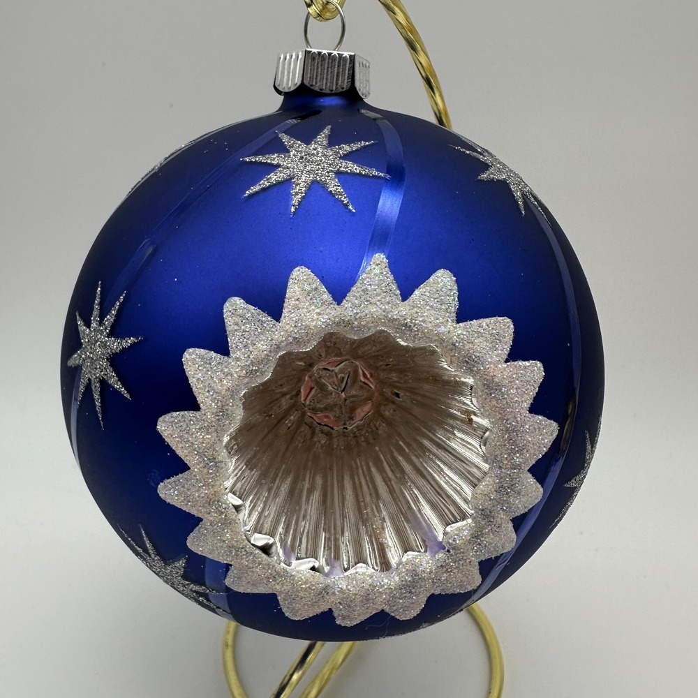 2012 Christopher Radko Celebrations Series Blue Reflector Ball 4" Ornament
